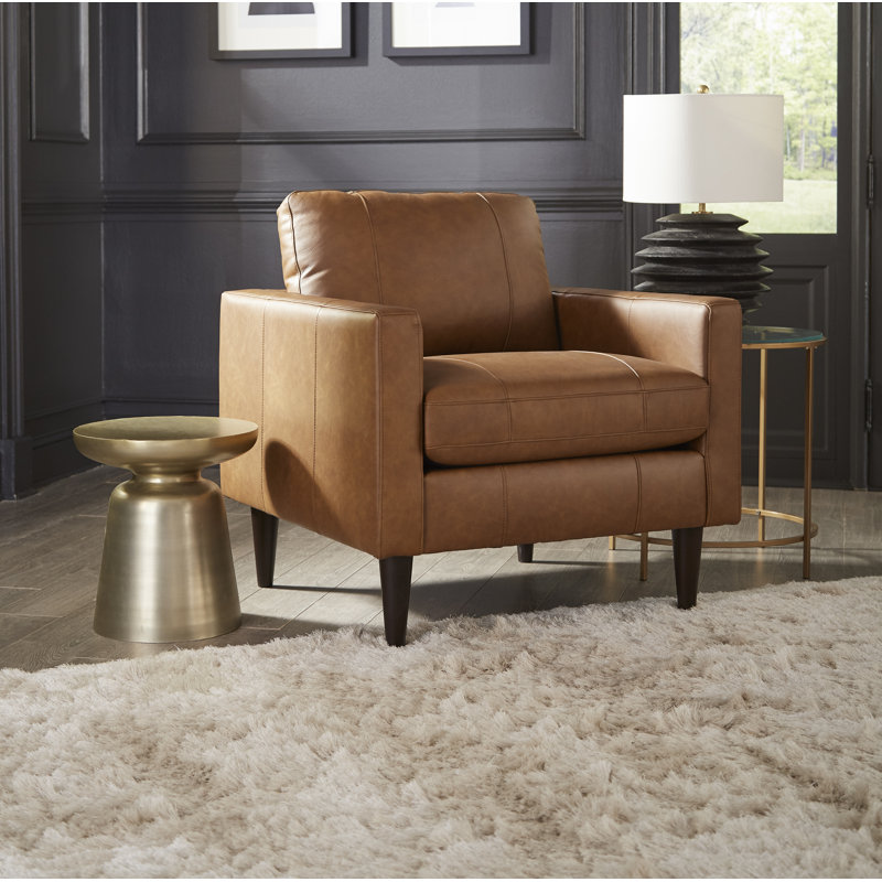 Viveros Leather Chair, Light Brown Genuine Leather