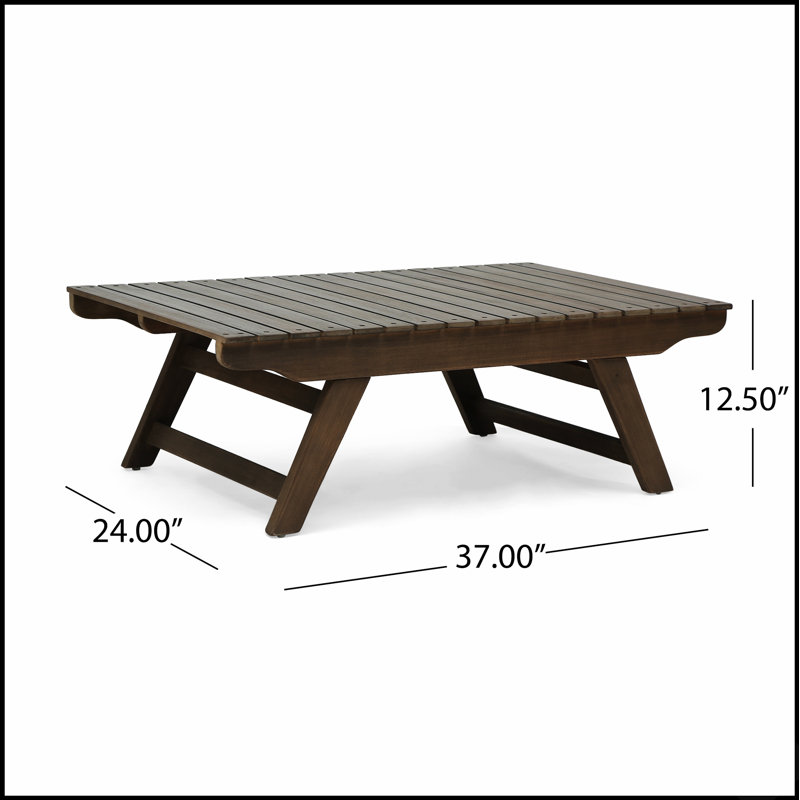Table basse d'extérieur élégante en bois avec finition naturelle, idéale pour rehausser l'esthétique de votre terrasse et de votre jardin.
