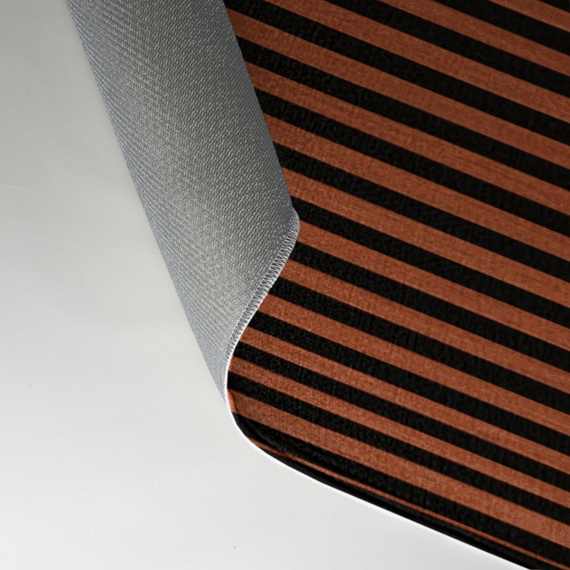 Tapis intérieur / extérieur brun HorizontalStripes, Rectangle 5 pi x 7 pi