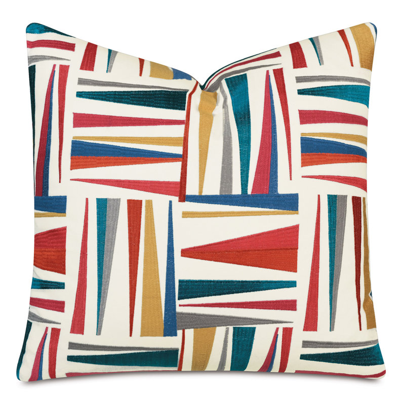 Embroidered Cotton Reversible Throw Pillow
