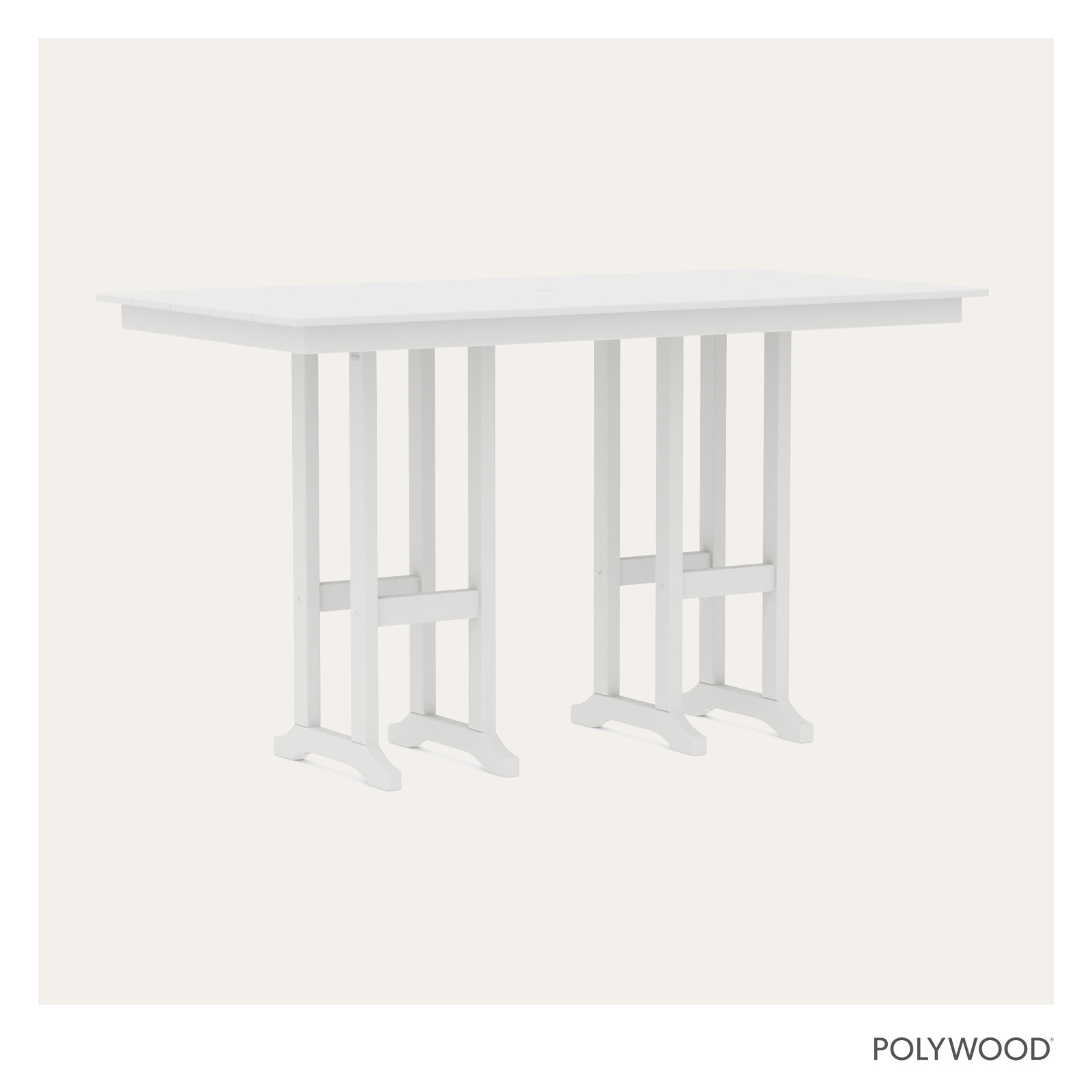 POLYWOOD® Tables Patio Dining Table, White, 42.06"H x 37.72"W x 72"L