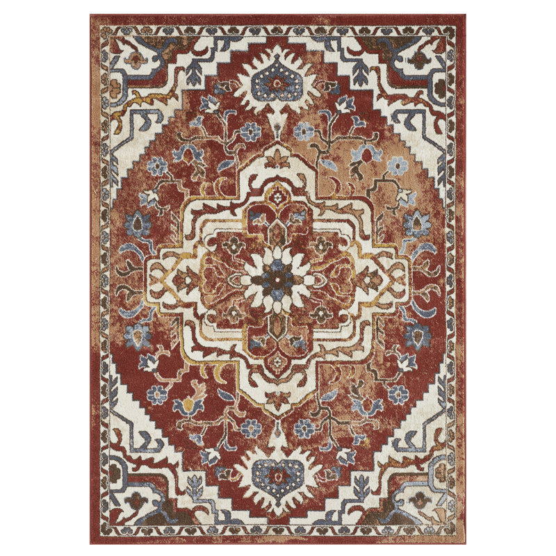 Raaya Damask Indoor Rug, Rectangle 5'3" x 7'3"