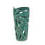Leaf green ceramic vase with cut-outs