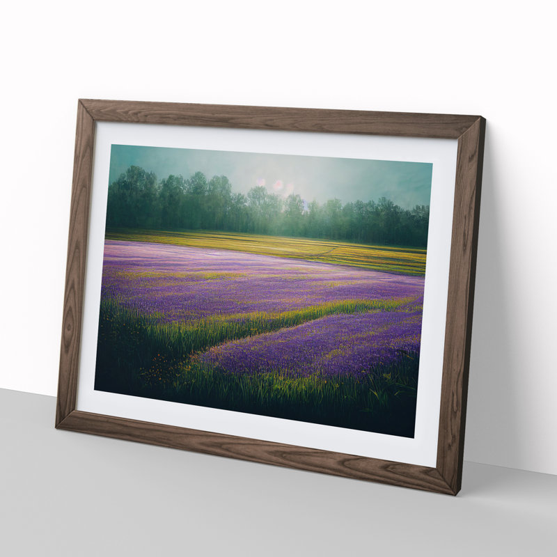 Effervescent Bluebell Field - Single Picture Frame Print, 46cm H x 64cm W x 2cm D, Walnut Frame