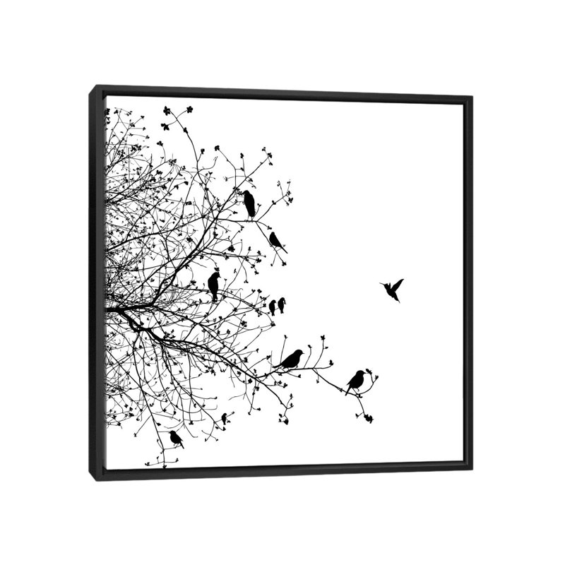 «Birds I», impression sur toile, H 26 po x l 26 po x p 1,5 po, Pas de tapis, Toile avec cadre noir