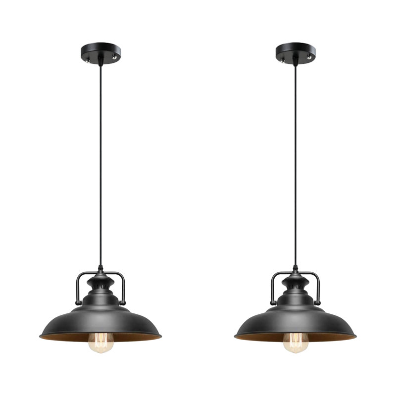 Briarton - Industrial Black Metal Pendant Light – Vintage Suspended Ceiling Fixture with Retro Lampshade, E27 Base for Restaurant, Kitchen, Dining Room, Cafe, Loft, Coffee Bar, and Farmhouse
