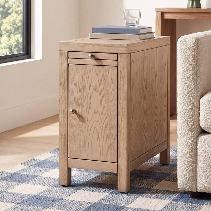 Celine Storage End Table, Light Oak