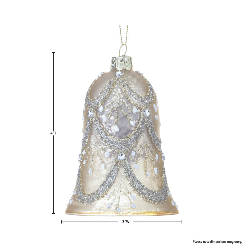 4'' Glass Hanging Figurine Ornament, Antique Gold