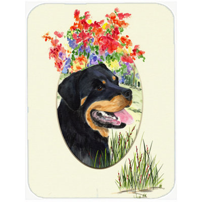 Winston Porter Rottweiler and Flower Glass Cutting Board