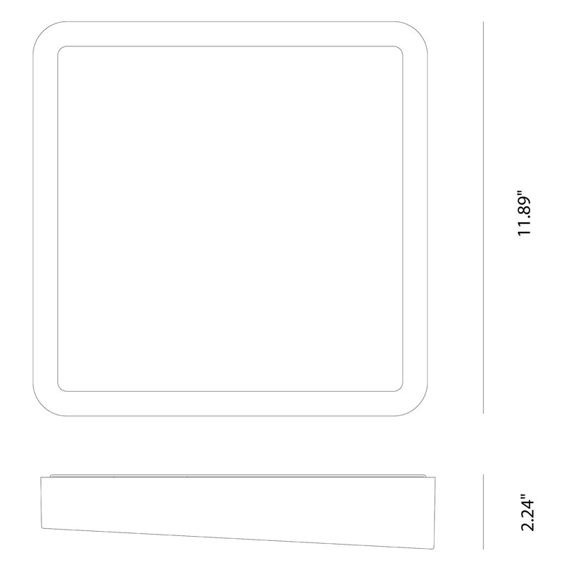 Plafonnier encastré 1 lumière DEL 23,7 po, H 2,2 po x l 11,8 po x P 11,8 po