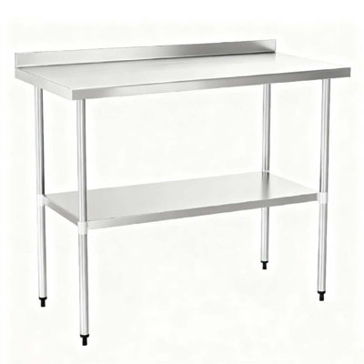 Table de travail durable en acier inoxydable de calibre 18 de 24 po x 60 po avec dosseret et tablette inférieure pour les cuisines commerciales