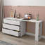 Bureau d'ordinateur en forme de L avec tiroirs, bureau de coin moderne avec armoire de rangement réversible, bureau d'écriture pour bureau à domicile