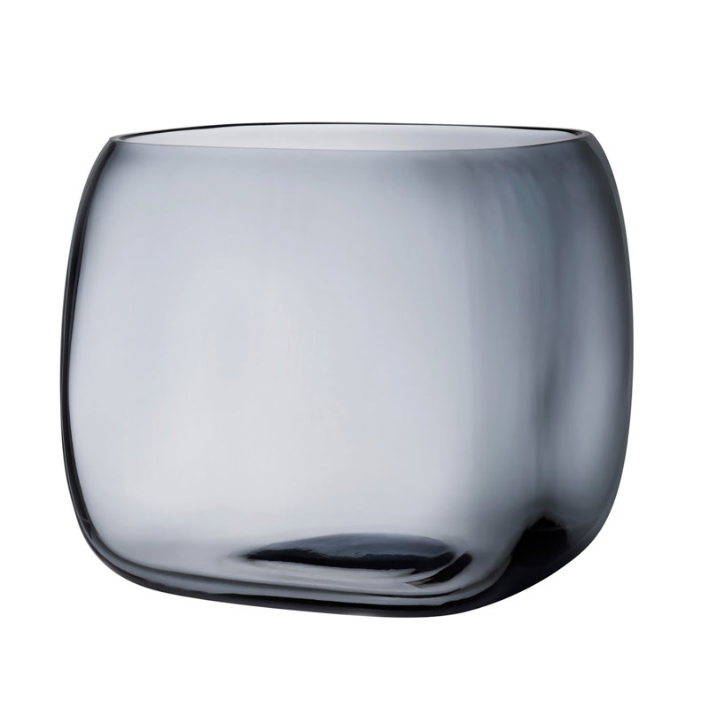 Mono Box Handcrafted Table Vase, 8.97" H x 9.84" W x 9.84" D, Steel Blue