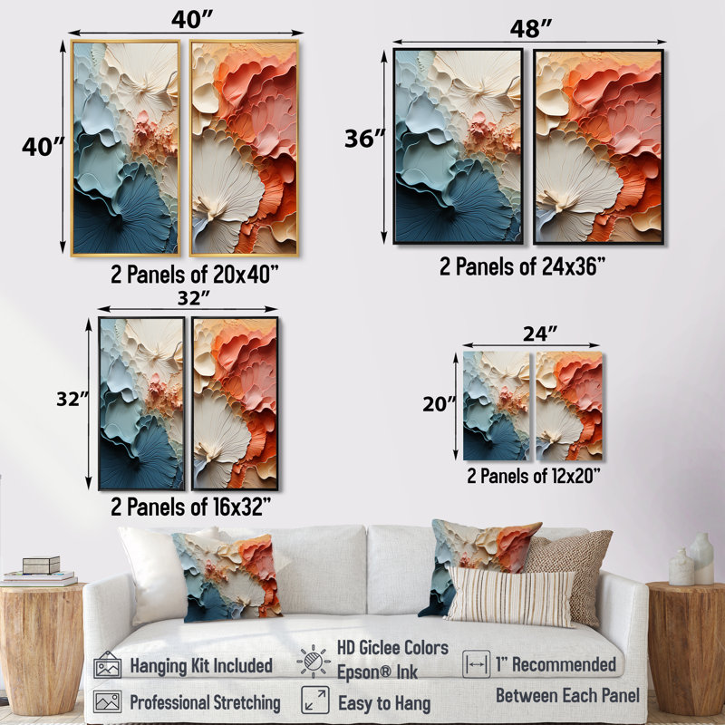 «Beige And Orange Custards Collage II», reproduction d'art sur toile beige, H 20 po x l 24 po, Argent argent
