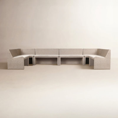Senna Outdoor Dining Banquette U Shape 166"-Vintage White