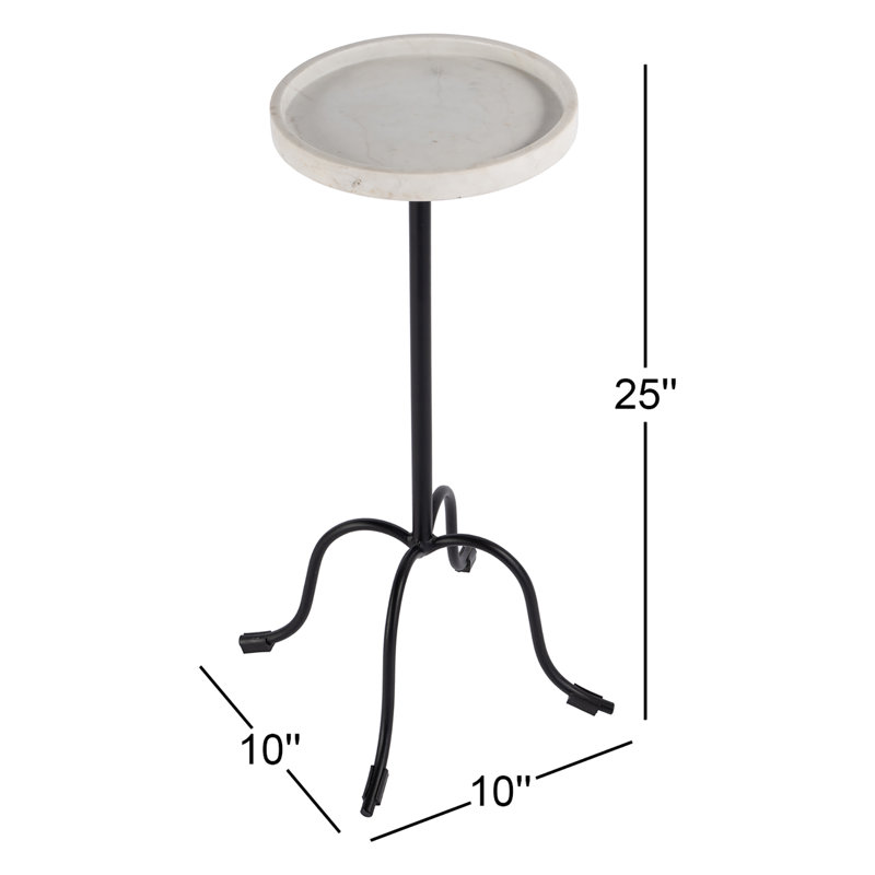 Esmeray 10 in. W Round Marble and Iron Side Table