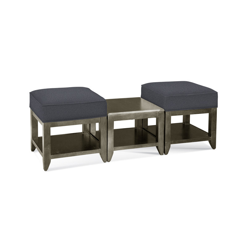 Elements Upholstered Cube Ottoman, Light Blue Performance Fabric; 0851-55, Stone Hearth