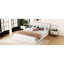 Grand lit plateforme tapissier en blanc avec construction en bois et tête de lit confortable, sans sommier tapissier, capacité de charge de 500 lb, taille de 81 po x 61 po - matériaux de conception élégante, ressort, longueur de 87,8 po-121098436