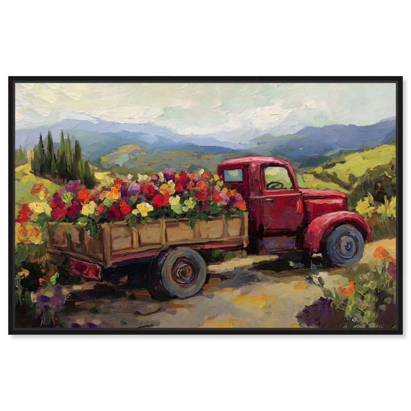 Fleurs en transit I, impressions sur toile par Art Remedy, H 21 po x l 31 po, Cadre noir