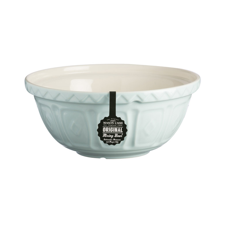 Powder Blue Ceramic Mixing Bowl with Textured Pattern, 2.25 Quart