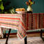 Nappe rectangulaire 152 x 264 cm, en coton à motifs floraux sauvages et pompons, rouge