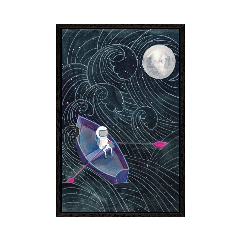 Boat To The Moon by Rachel Nieman - Gallery-Wrapped Canvas Giclée on Canvas, Black Floater Framed, 101.6 cm H x 66.04 cm W