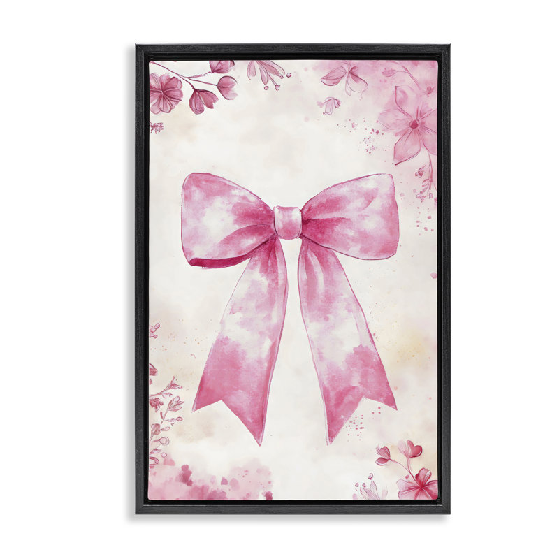 Cadre flottant rose à motif floral fantaisiste, design Creative Studio, Cadre flottant noir de jais, H 25 po x l 17 po