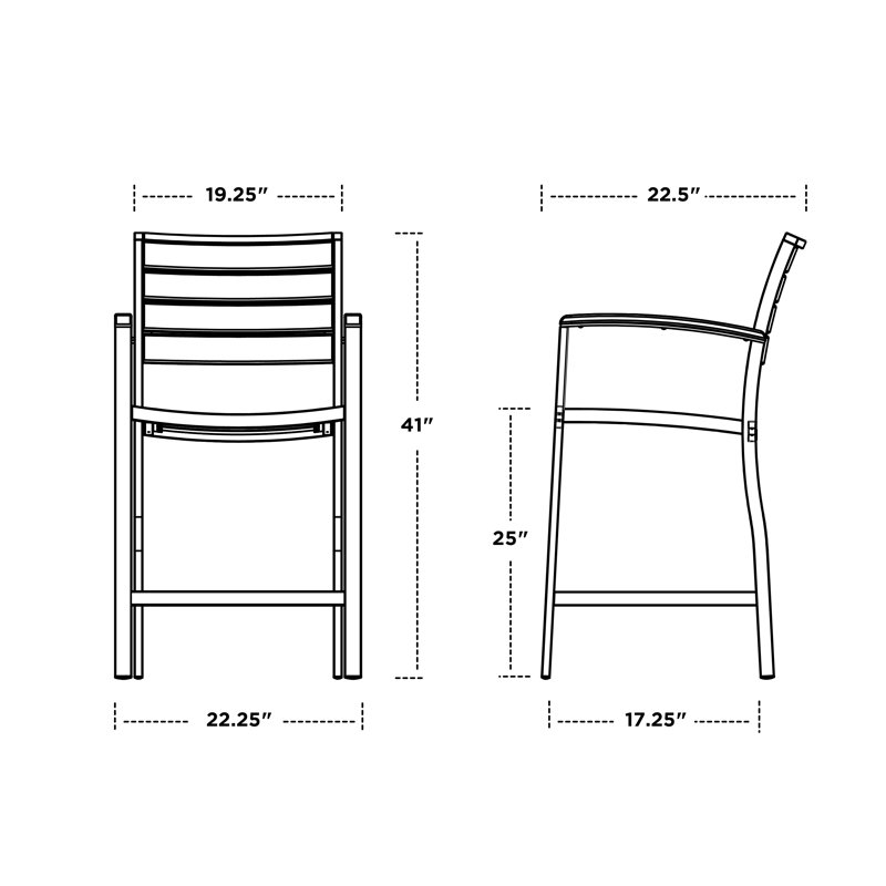 Chaise avec accoudoirs de comptoir POLYWOOD Euro, Bronze texturé, Noir