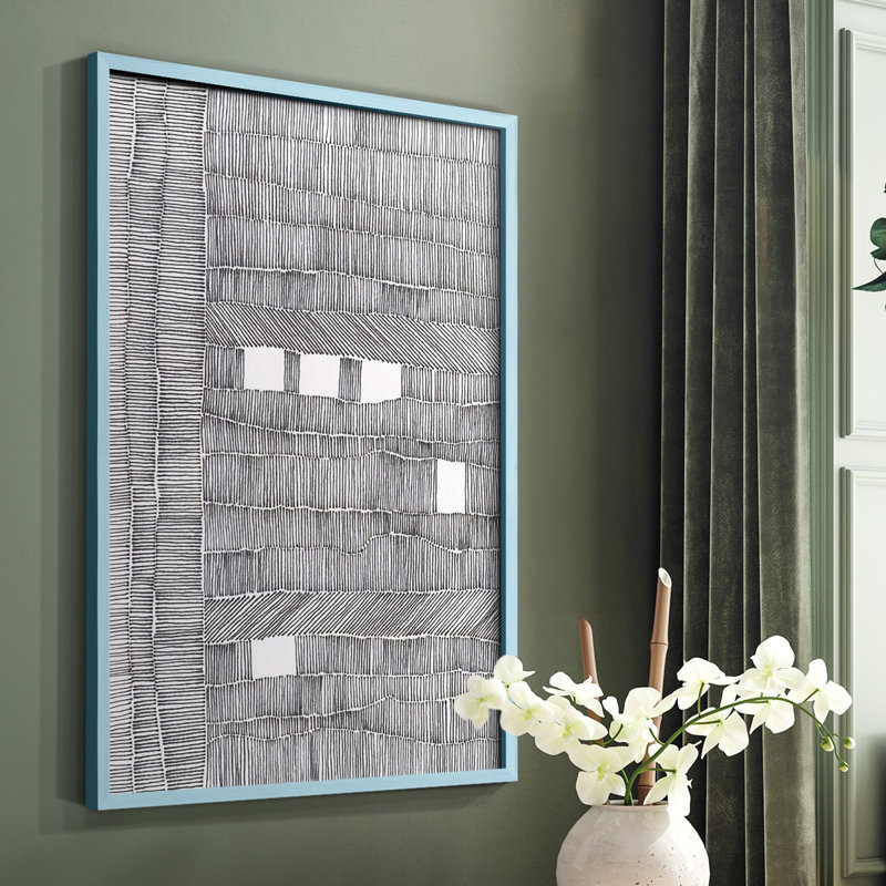 «Tedious I», reproduction encadrée - bois massif, Bleu, H 10 po x l 8 po