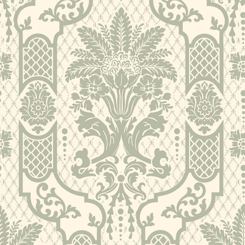 Columnar Bloom - Wallpaper, Pale Blue Gray, Faux Grasscloth