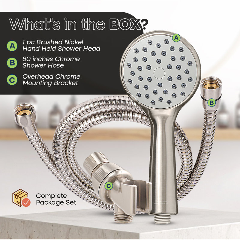 Pomme de douche à fonction unique, pomme de douche à main et nickel brossé facile à nettoyer, Nickel brossé