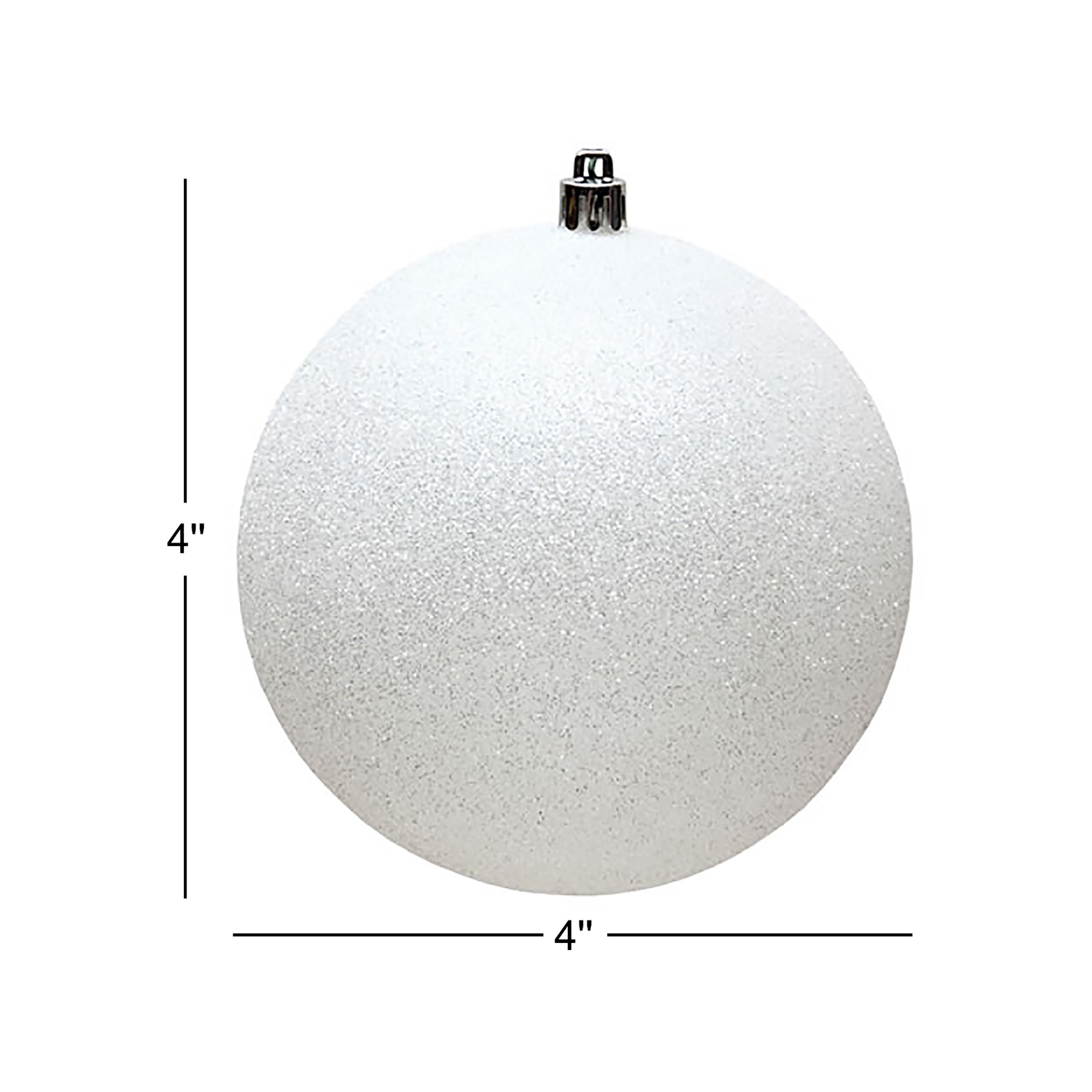 Holiday Décor Ball Ornament, White, 4" H x 4" W x 4" D