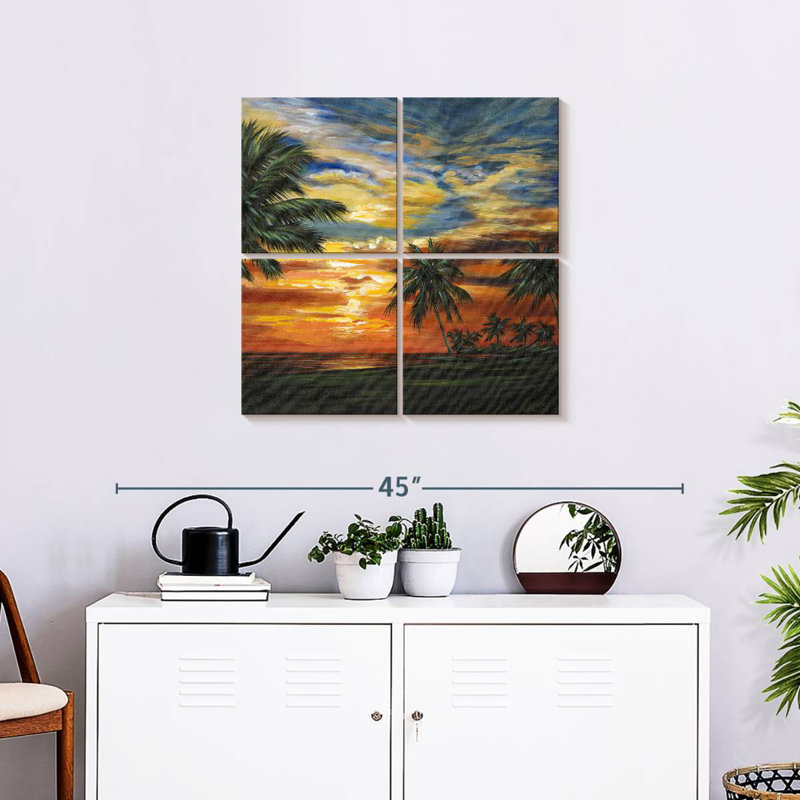 Gillard, superbe coucher de soleil tropical II, H 26 po x l 26 po
