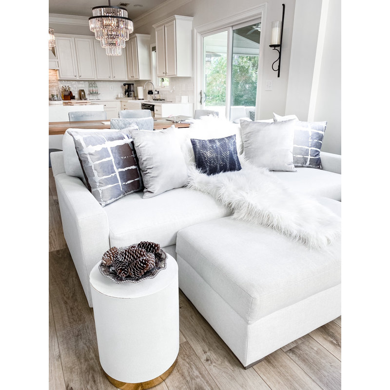 Oslo Square Velvet Pillow Cover & Insert, White