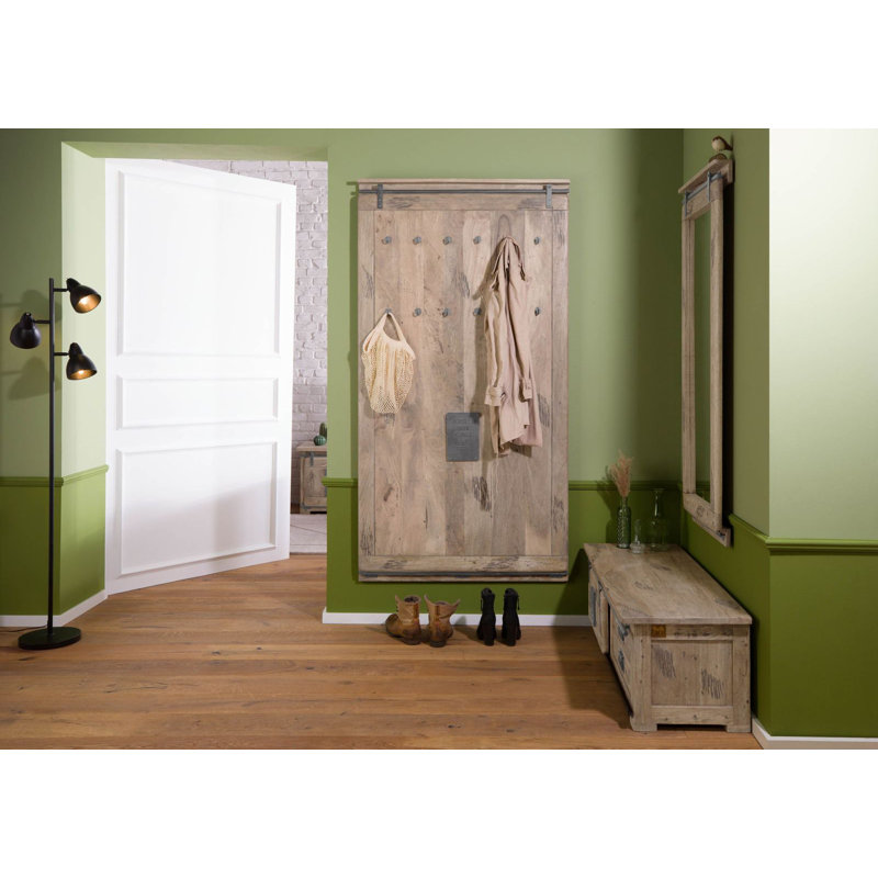 Railway Hall Tree 100cm Wide, Whitewash Lacquered