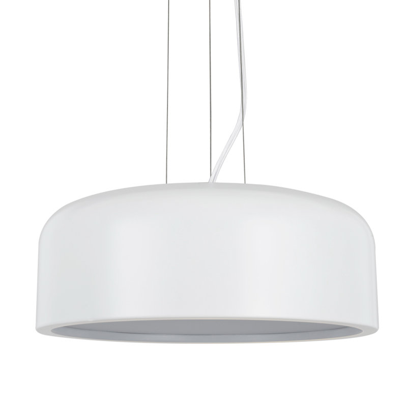 Luminaire suspendu tambour simple à 1 lumière Lowndesboro, Blanc