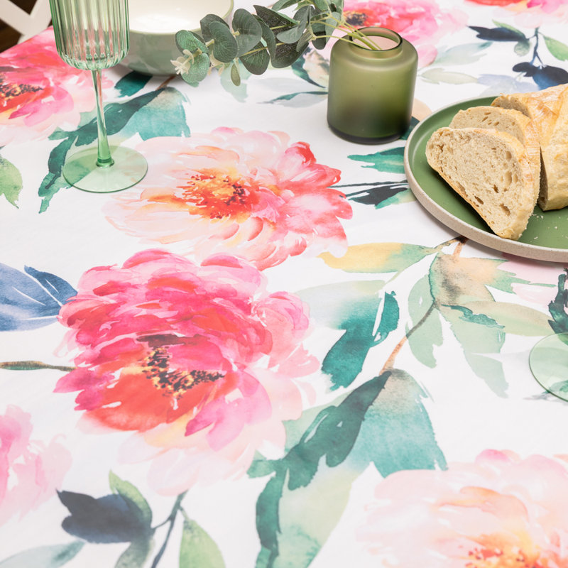 Florals 140cm round Eco Line PVC Free Polyester Tablecloth