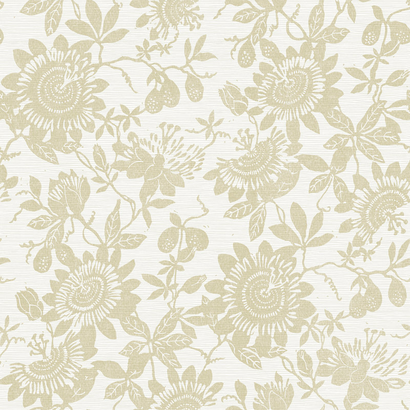 Floral Metallic Wallpaper Double Roll, Yellow