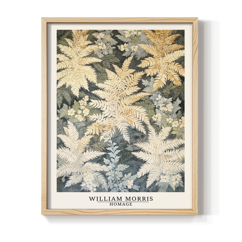WM MORRIS Series DCCCXII Framed Print - Solid Wood, Natural, H 15 po x l 12 po