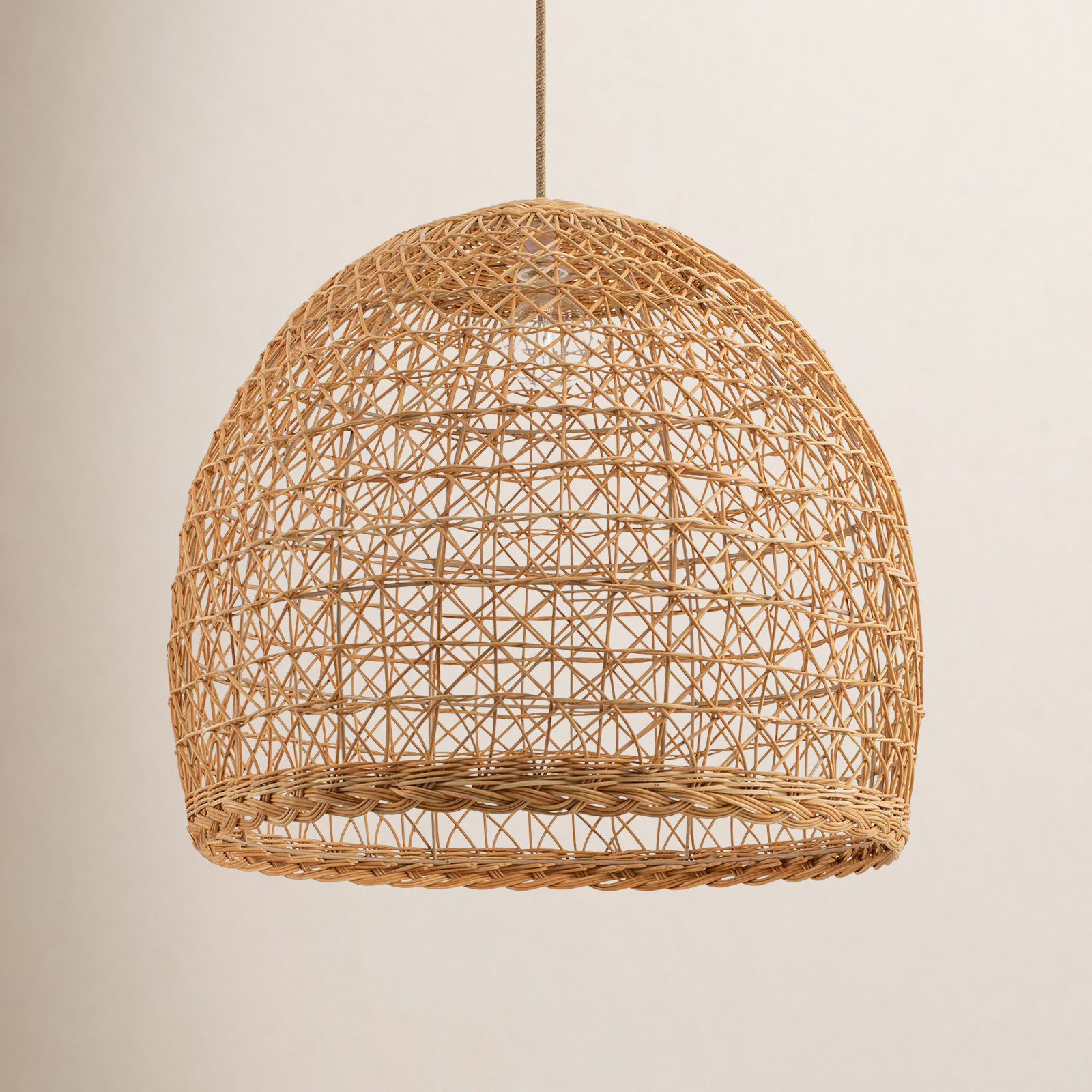 Outdoor Lumiere Dome Rattan Pendant Light, 21" H x 24" W x 24" D