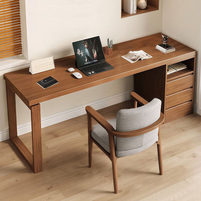 Bureau de direction rectangulaire brun en bois massif avec 3 tiroirs, bureau, H 29,53 po x l 62,99 po x P 23,62 po