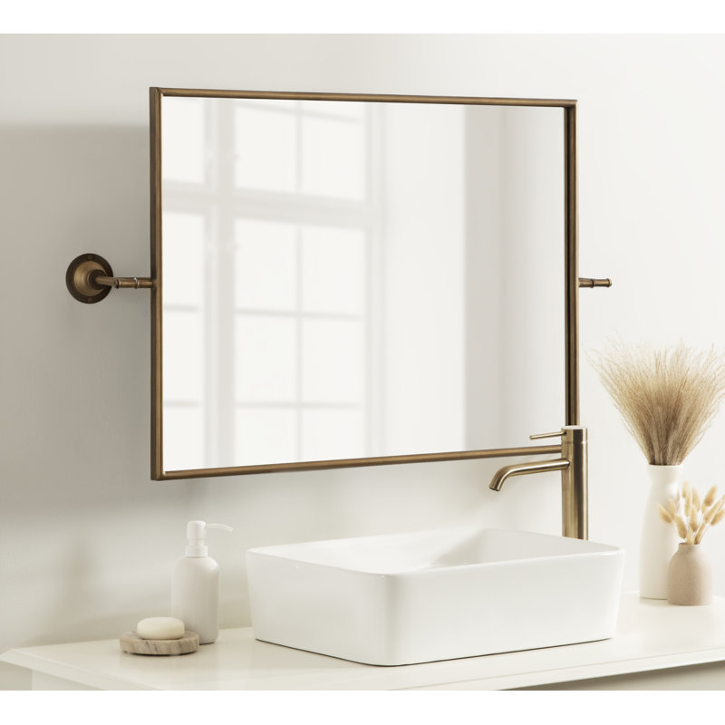 Miroir mural de salle de bain Dunnell, 40 po x 24 po, Or