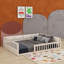 Lit plateforme double avec garde-corps et coussin-1879254200