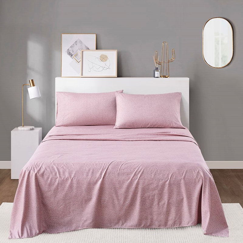 Cheerful Stylish 4Pcs Queen Sheet - Soft Smooth 100% Microfiber Printed, Wrinkle For All Season Use, , , Has 1 Flat 90"W X 102"L, Fitted 60"W 80"L + 14"D, 2 Pillowcases 20"W 30"L Printed Sheets,