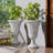 2-Pack Trophy Shaped Pedestal Planters, 23.6" Tall Outdoor Urn Flower Pots With Solid Base, Elegant Pattern, Weather-Resistant HDPE-116832553