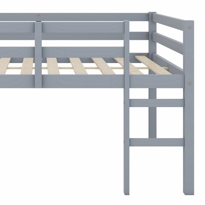 Lit mezzanine en bois avec échelle, Gris