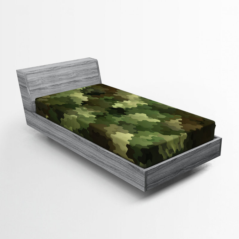 Microfiber Camouflage Fitted Sheet, Twin XL Fitted Sheet, Pink/Gray Camouflage 4