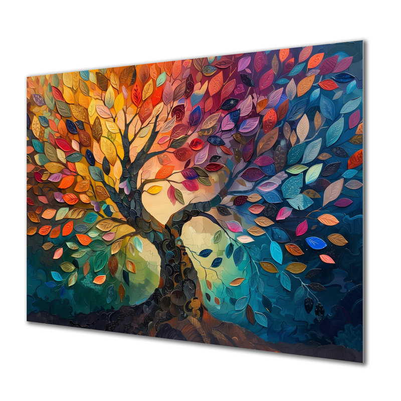 Arbre coloré de la vie II, art mural, Métal métal, H 12 po x l 20 po x P 1 po