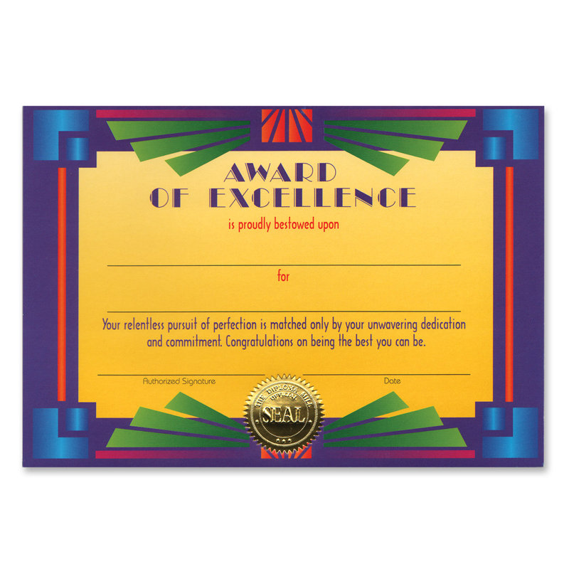 Certificat de prix d'excellence
