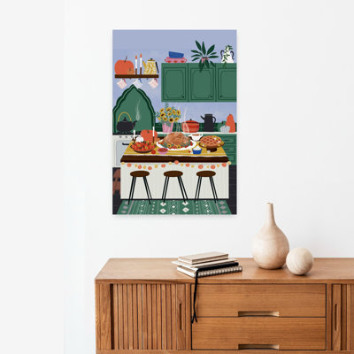 Cozy Thanksgiving Kitchen, art abstrait d'automne, tournesol contemporain, art mural
